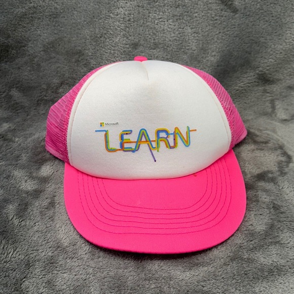 Microsoft Learn Hat Pink White Trucker Cap Colorful‎ Logo Snapback - Picture 1 of 9